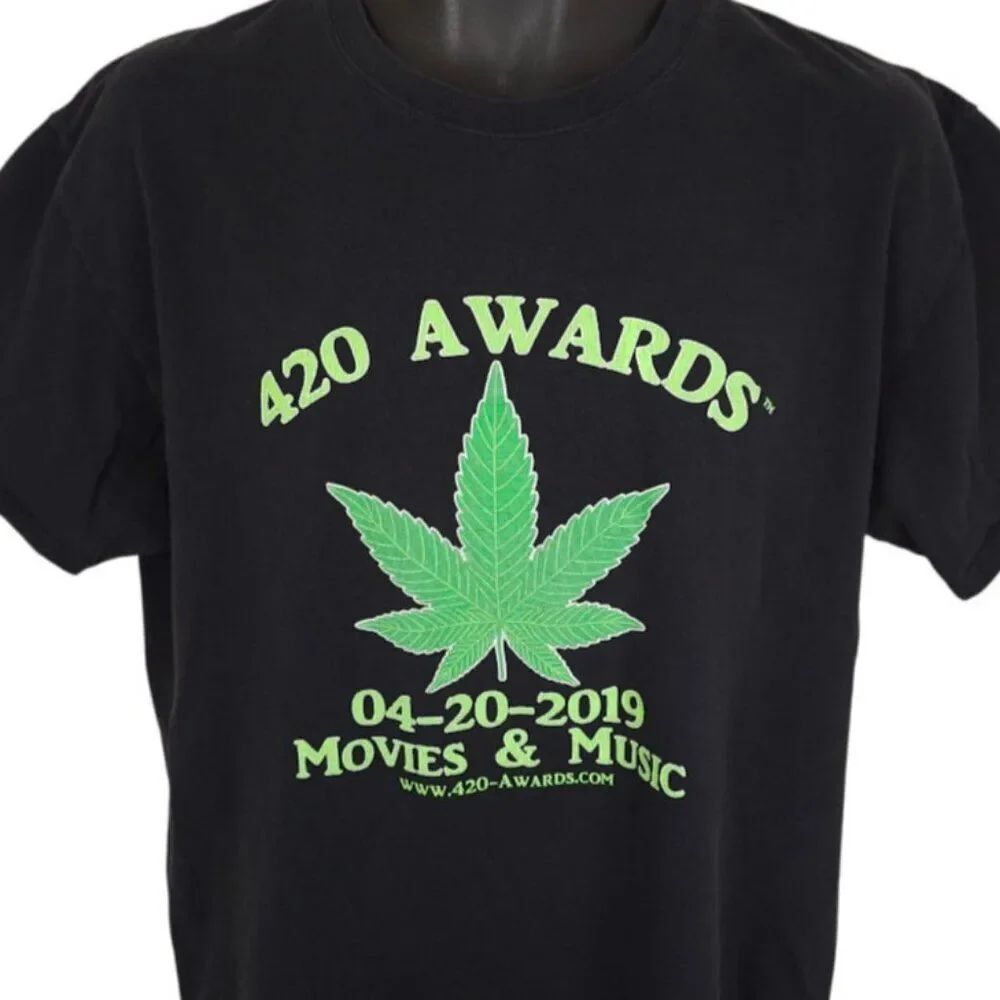 420 Awards T Shirt Mens Size Large Black Movies & Music Cannabis Weed